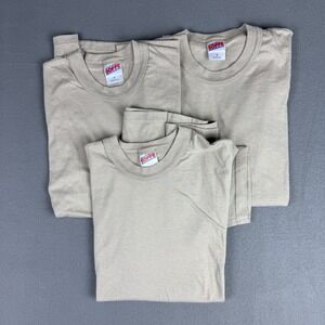 Soffe Shirt Lot of 3 Mens Small Tan Beige Three Shirts Made‎ In USA